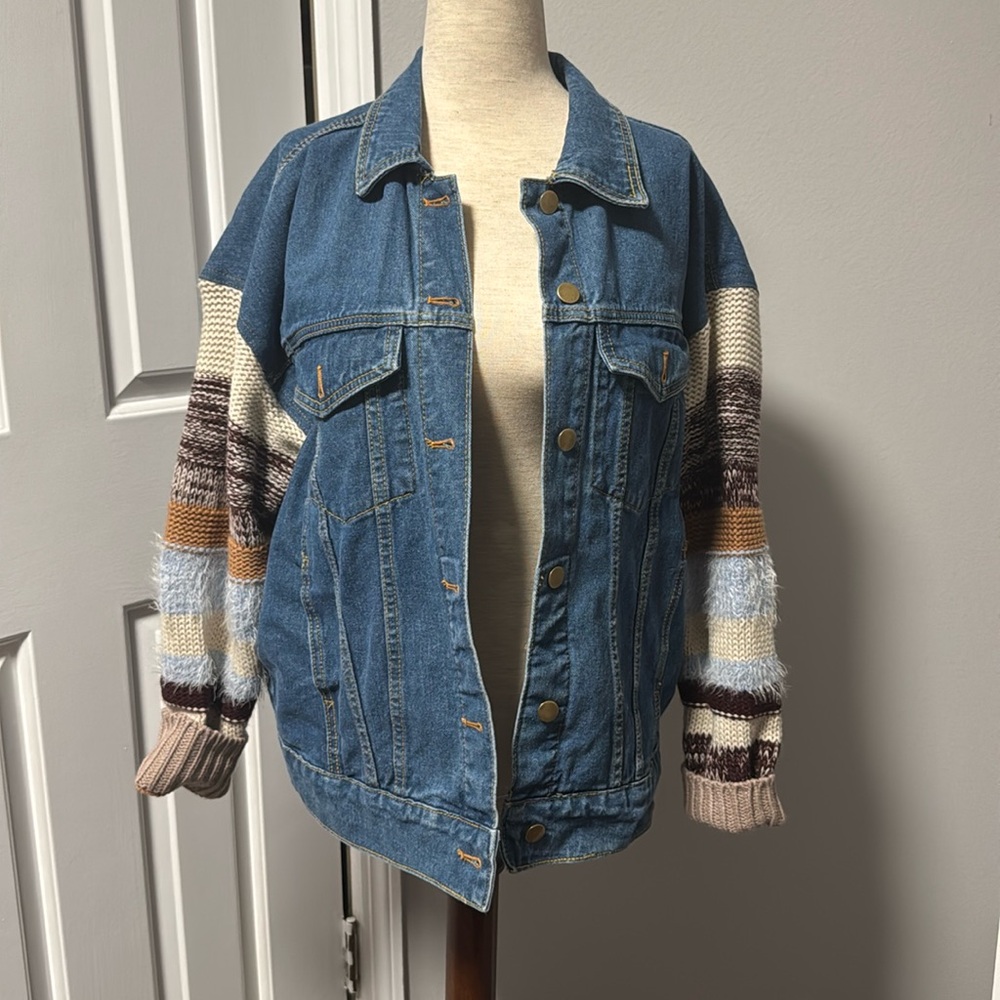 Fate denim sweater sleeve jacket